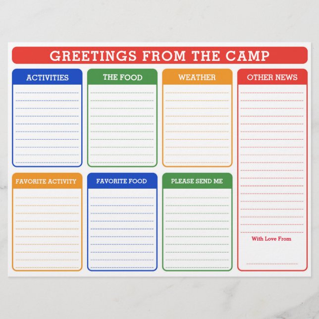 Flyer Letra de relleno de campamento de verano (Frente)