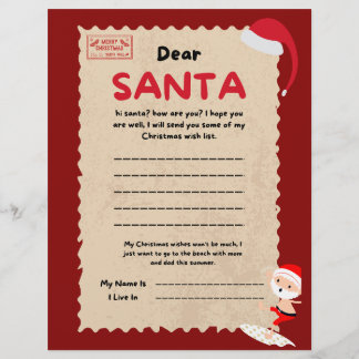 Flyer Letra Santa Cute roja y marrón.