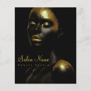 Flyer Letrero de estudio de belleza Premium Gold Salón d