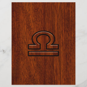 Flyer Libra Zodiac Sign on Mahogany Style Print
