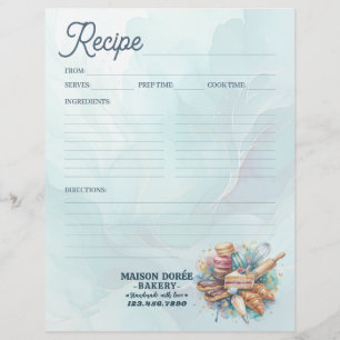 Flyer Libro de cocina de recetas de panadería Pastelero
