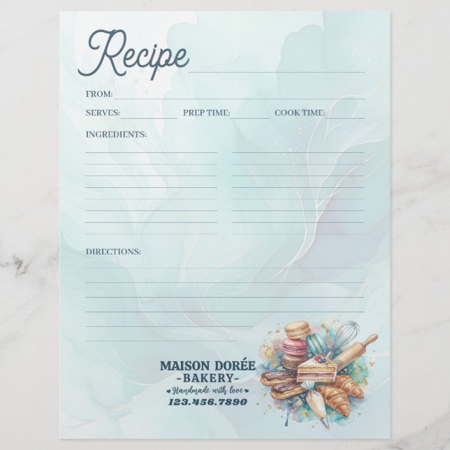 Flyer Libro de cocina de recetas de panadería Pastelero  (Frente)