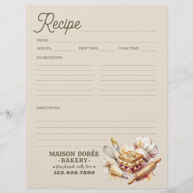 Flyer Libro de cocina de repostería de panadería Página  (Frente)
