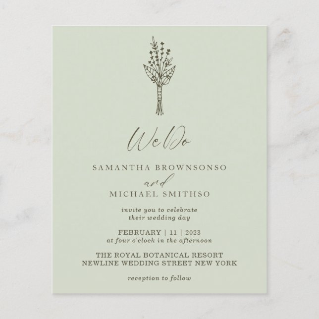 Flyer Ligero verde moderno presupuesto que hacemos botán (Frente)