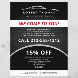 Flyer Lijado de Autos Negro, Reparación de Autos, Follet