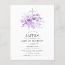 Lilac y Floral de Plata Bautizo o Cristiana