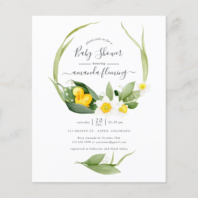 Flyer Lilly de primavera del Baby Shower del valle (Frente)