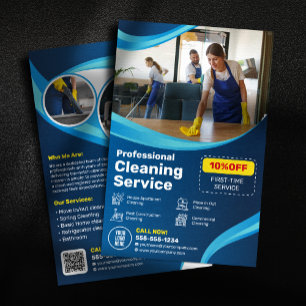 Flyer Limpieza de Casa Azul Ama de Casa Servicios de Lim