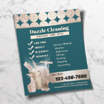 Flyer Limpieza de casa de Círculos de Oro Geométrico Ver<br><div class="desc">Servicio de limpieza del hogar Volantes Verde azulados Geométricos de Círculos de Oro Geométricos.</div>