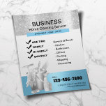 Flyer Limpieza de casa moderna en azul y plata<br><div class="desc">Moderna Casa de Limpieza Azul y Plata Conservando Volantes De Servicio.</div>