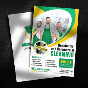 Flyer Limpieza de Casa Verde Amarilla Ama de Casa Servic