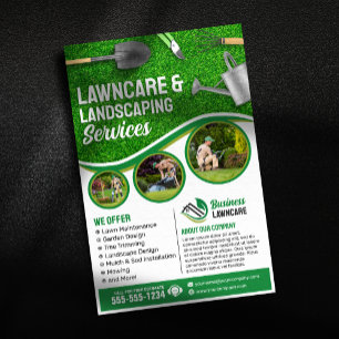 Flyer Limpieza de jardín verde de paisajismo de césped d