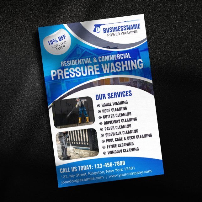Flyer Limpieza de Poder Azul Lavado a Presión de Casas (Subido por el creador)