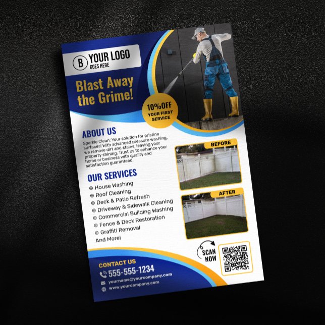 Flyer Limpieza de ventanas de casas con lavado a presión (Subido por el creador)
