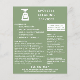 Flyer Limpieza Empresa Spray Bottle Sage Green
