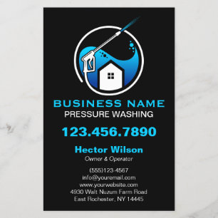 Flyer Limpieza Moderna de Lavado a Presión Azul Negro