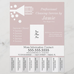 Flyer Limpieza profesional de la casa con tiras rosadas