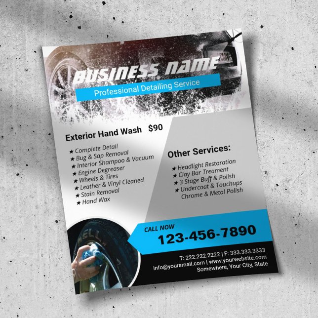 Flyer Limpieza profesional de lavado de coches con desco (Subido por el creador)