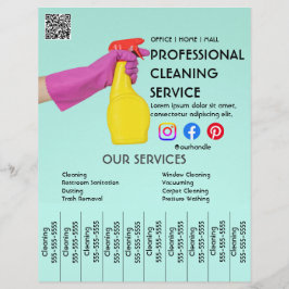 Flyer limpieza verde poster de fotos con pestañas desgar