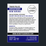 Flyer Línea Azul y logotipo, oficial de policía, contrat<br><div class="desc">Línea Azul y logotipo,  oficial de policía,  volante de reclutamiento por la tienda de tarjetas de visita.</div>