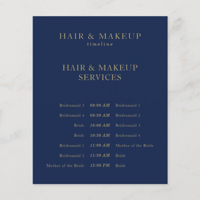 Flyer Línea de tiempo de maquillaje del Boda de presupue (Frente)