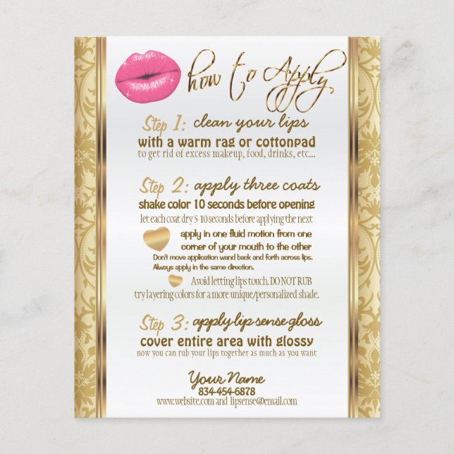 Flyer Lips rosadas calientes e instrucciones de Damasco  (Frente)