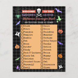 Flyer Lista de caza del tesoro de Halloween para niños l