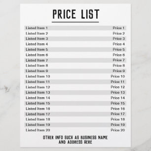 Flyer Lista de Precios. Hasta 20 artículos y precios. Ca
