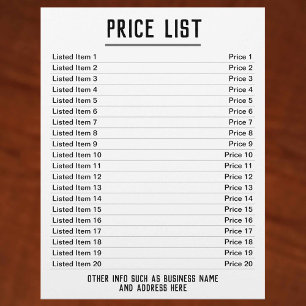 Flyer Lista de Precios. Hasta 20 artículos y precios. Ca
