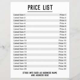 Flyer Lista de precios. Hasta 20 artículos y precios. De