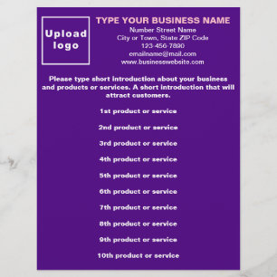 Flyer Lista de Productos o Servicios Empresariales Purpl