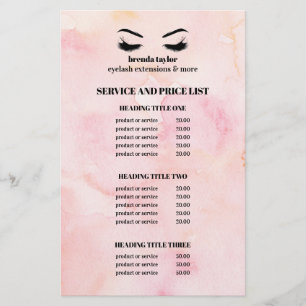 Flyer LISTA DE SERVICIO DE SALÓN DE GAMA acuarela rosa O