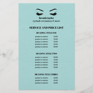 FLYER LISTA DE SERVICIOS DEL SALÓN DE PESTAÑAS GLAM LEAT