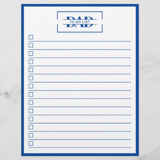 Flyer Lista de tareas monograma azul moderno para papá 8