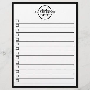 Flyer Lista de tareas pendientes con monograma en negro 
