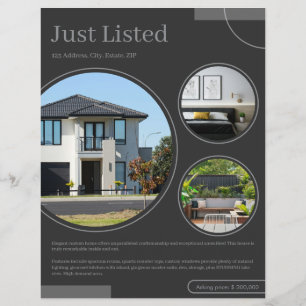 Flyer Listado de Agente Inmobiliario con Líneas Finas Ne