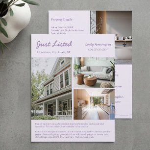 Flyer Listado de Arte de Línea Agente Inmobiliario Malva