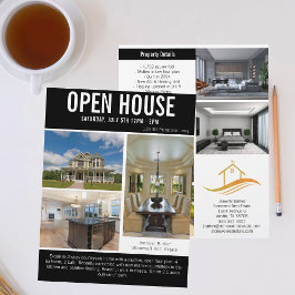 Flyer Listado de bienes raíces negros de Open House