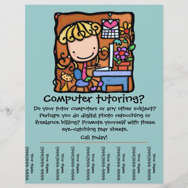 Flyer Little Girlie es un tutor de computación! Personal (Frente)