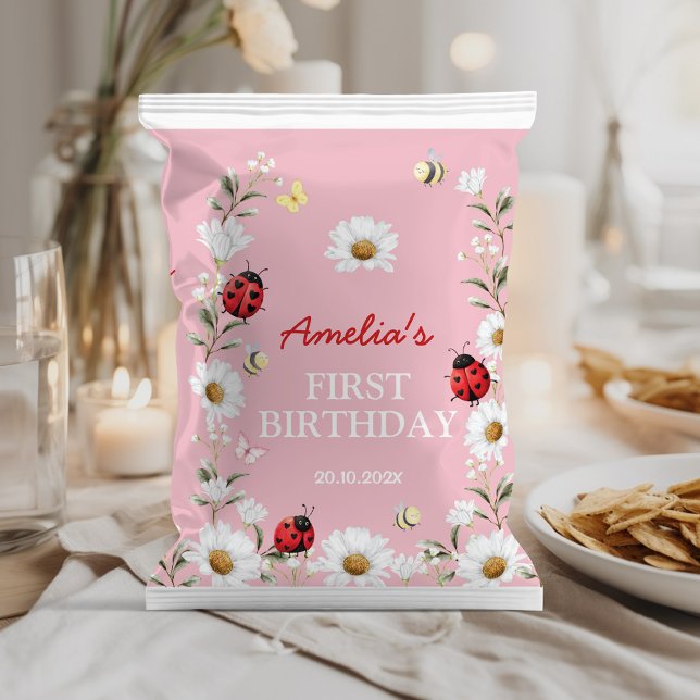 Flyer Little Love Bug Daisy Birthday Chip Bag Wrapper (Subido por el creador)