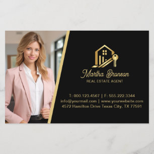 Flyer Llave Moderna de Casa de Oro Agente Inmobiliario