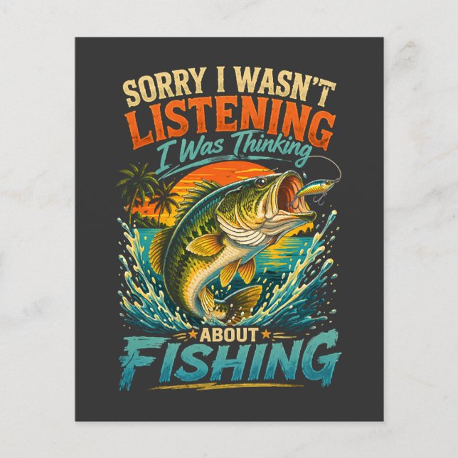 Flyer Lo siento, estaba pensando en la pesca (Frente)