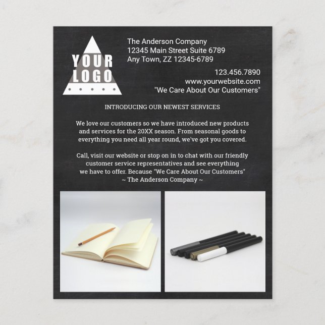 Flyer Logo Chalkboard Styles Crea tu propia foto (Frente)