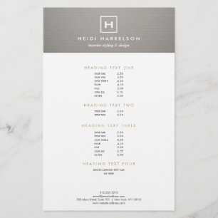 Flyer LOGO DE CAJA con SU INICIAL/MONOGRAMA en LINEN GRI