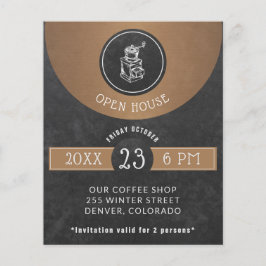 Flyer Logo de Coffee House Cobre y Negro