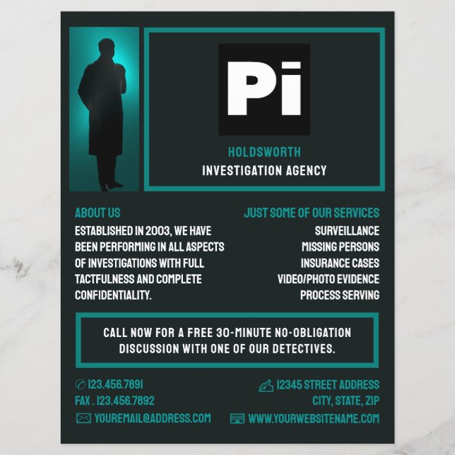Flyer Logo de detectives, investigador de detectives pri (Frente)