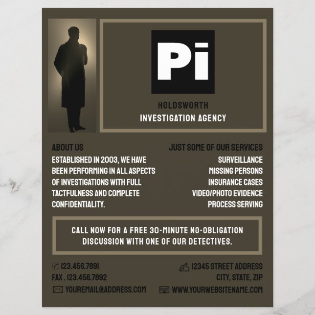 Flyer Logo de detectives, investigador de detectives pri (Frente)
