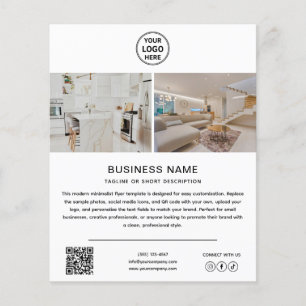 Flyer Logo de Foto QR Blanco Marketing Empresarial Moder