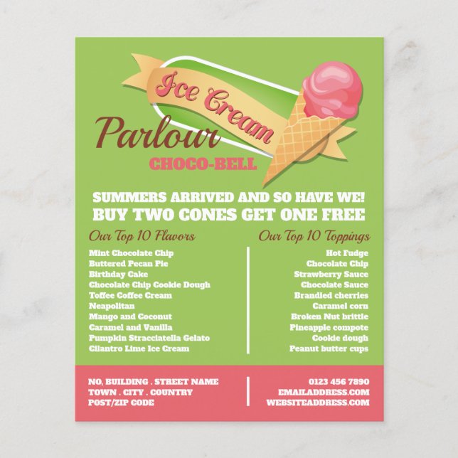 Flyer Logo de Ice Cream, anuncio de Ice Cream Parlor (Frente)
