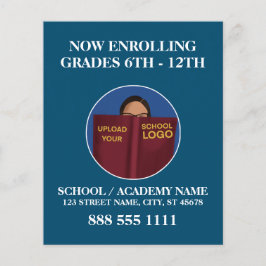 Flyer Logo de la Escuela Azul Moderna que lleva el españ